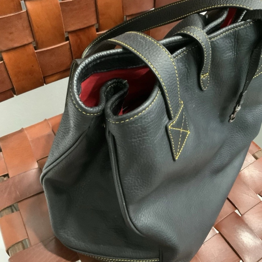 Dooney & Bourke Black Leather Tote with Gold Accents - Picture 5 of 16
